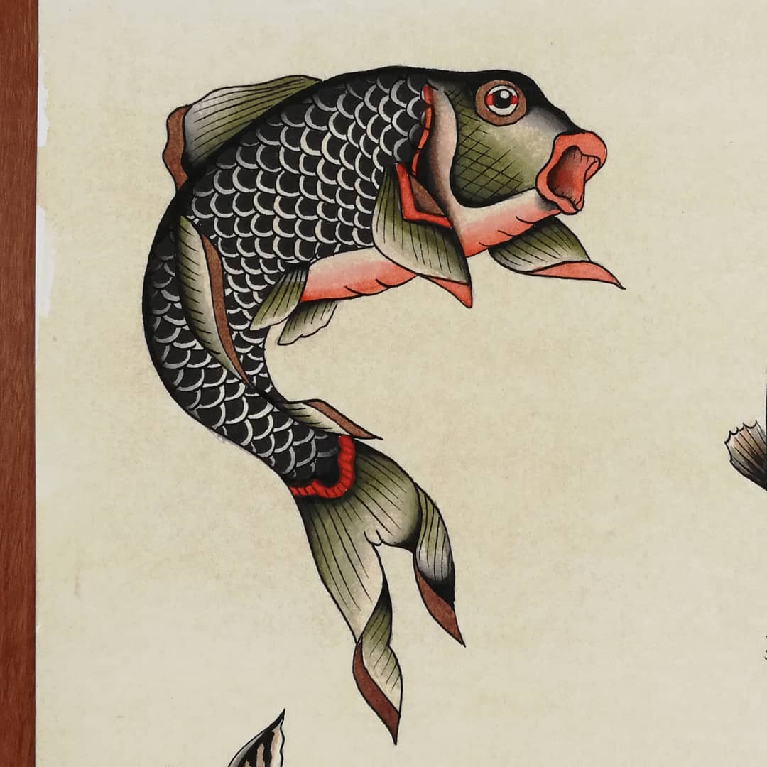 鲤鱼纹身手稿
